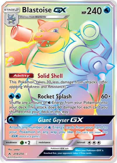 Blastoise GX, Sun & Moon Unbroken Bonds 2019
